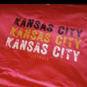 Kansas City Football shirt, Bella Canvas brand, heather red, size Large, NEW